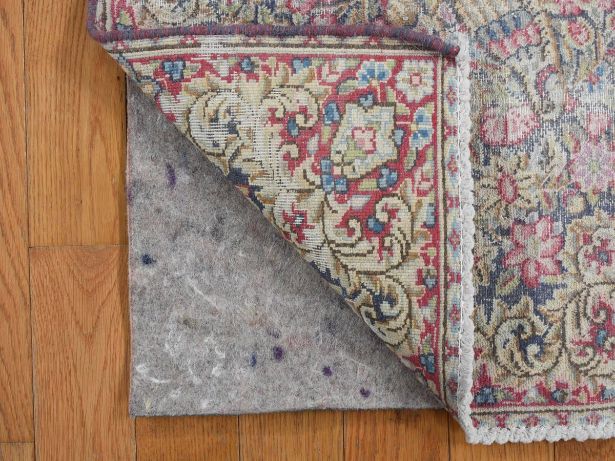 Kerman Vintage hand-knotted wool rug in Blue, 1'8" x 1'9", SKU O078124