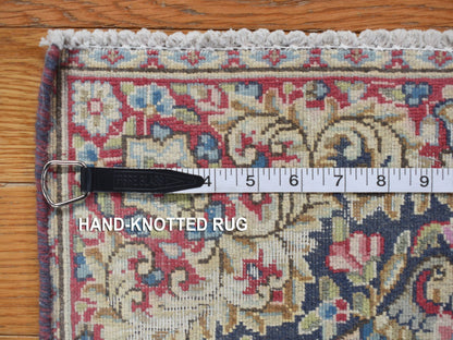 Kerman Vintage hand-knotted wool rug in Blue, 1'8" x 1'9", SKU O078124