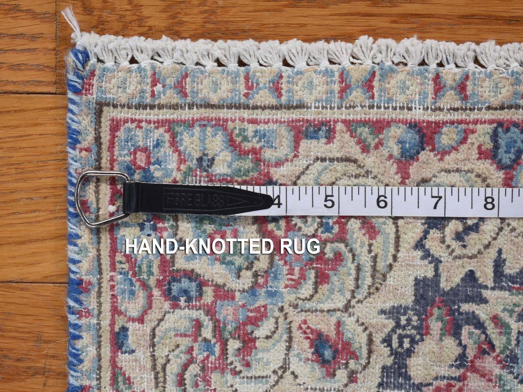 Kerman Vintage hand-knotted wool rug in Blue, 1'7" x 1'8", SKU O078125