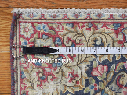 Kerman Vintage hand-knotted wool rug in Blue, 1'9" x 1'9", SKU O078127
