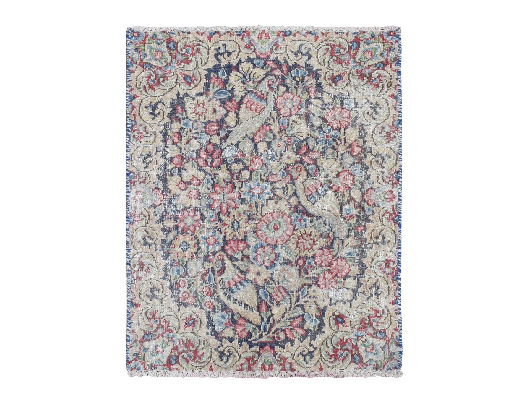 Kerman Vintage hand-knotted wool rug in Blue, 1'6" x 2'0", SKU O078128