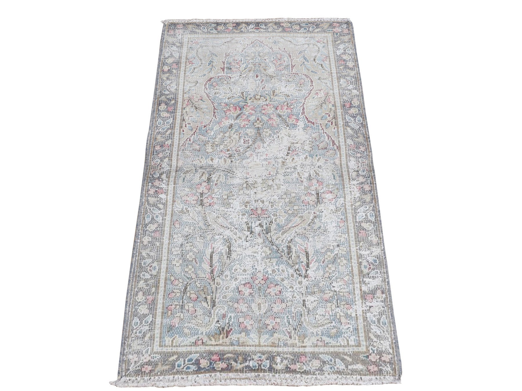 Kerman Vintage hand-knotted wool rug in Blue, 1'10" x 3'7", SKU O078134