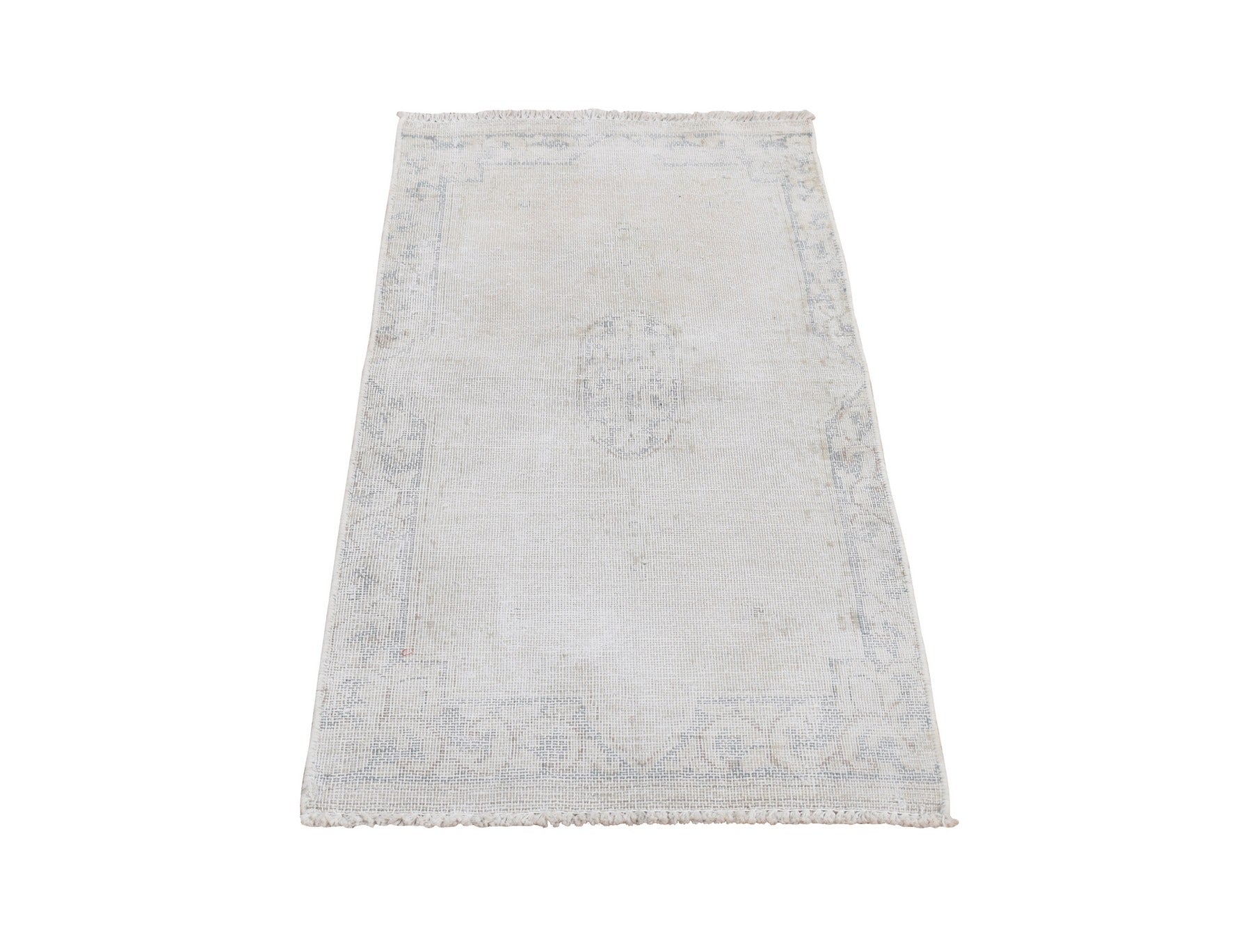 Kerman Vintage hand-knotted wool rug in Ivory, 1'7" x 3'7", SKU O078138