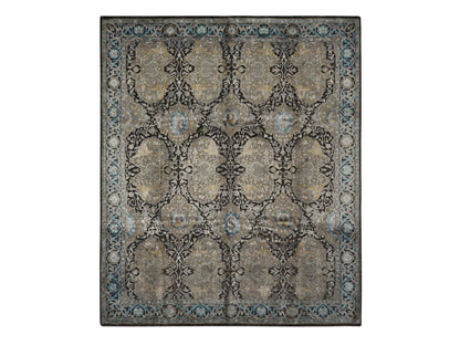 Brown 8'3" x 9'9" Transitional Hand knotted Wool/Silk Rug - Sku: O078140