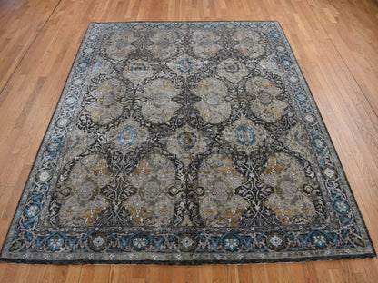 Brown 8'3" x 9'9" Transitional Hand knotted Wool/Silk Rug - Sku: O078140