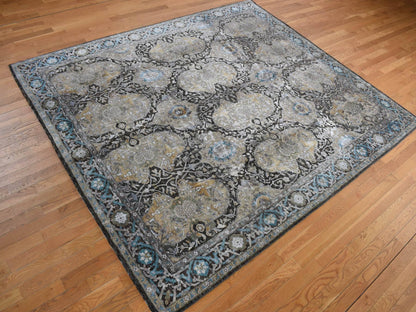 Brown 8'3" x 9'9" Transitional Hand knotted Wool/Silk Rug - Sku: O078140