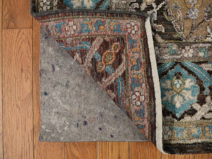 Brown 8'3" x 9'9" Transitional Hand knotted Wool/Silk Rug - Sku: O078140