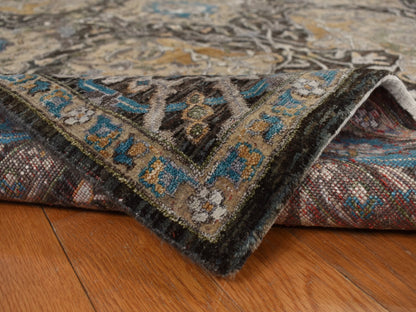 Brown 8'3" x 9'9" Transitional Hand knotted Wool/Silk Rug - Sku: O078140