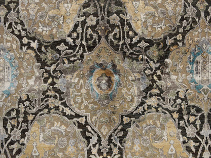 Brown 8'3" x 9'9" Transitional Hand knotted Wool/Silk Rug - Sku: O078140
