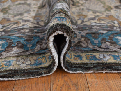 Brown 8'3" x 9'9" Transitional Hand knotted Wool/Silk Rug - Sku: O078140