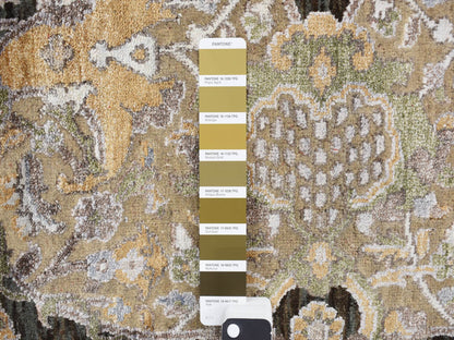 Brown 8'3" x 9'9" Transitional Hand knotted Wool/Silk Rug - Sku: O078140