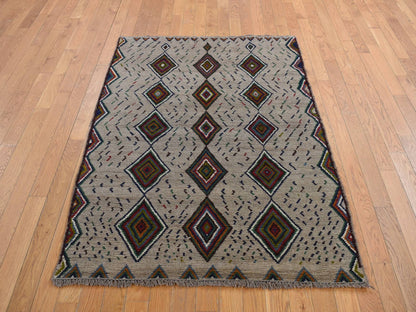 Tribal hand-knotted wool rug in Brown, 3'10" x 5'8", SKU O078141