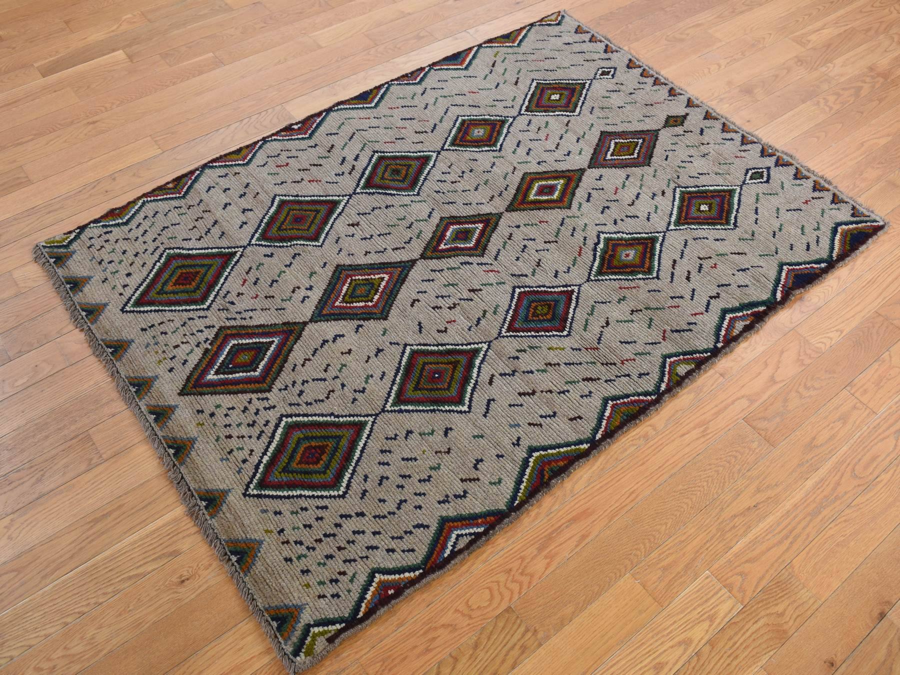 Tribal hand-knotted wool rug in Brown, 3'10" x 5'8", SKU O078141