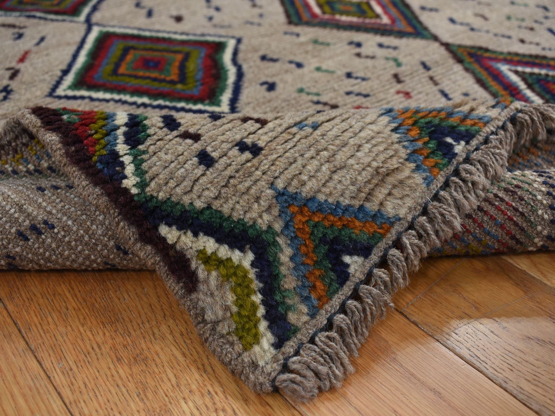 Tribal hand-knotted wool rug in Brown, 3'10" x 5'8", SKU O078141