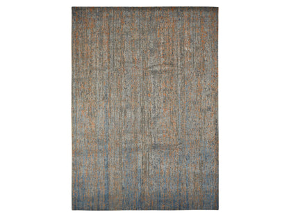 Modern / Contemporary hand-knotted wool/silk rug in Blue, 8'10" x 12'2", SKU O078142