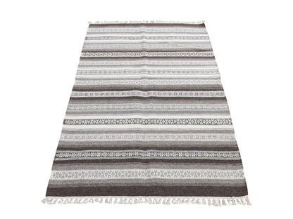 Grey 3'0" x 5'2" Flatweave / Kilim Hand woven Wool Rug - Sku: O078143