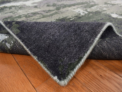 Grey 8'0" x 9'10" Modern / Contemporary Hand knotted Wool/Silk Rug - Sku: O078144