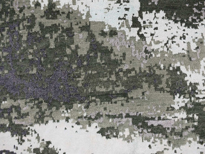 Grey 8'0" x 9'10" Modern / Contemporary Hand knotted Wool/Silk Rug - Sku: O078144