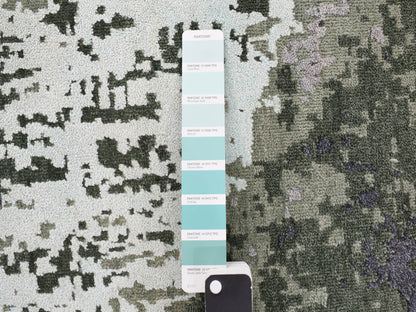 Grey 8'0" x 9'10" Modern / Contemporary Hand knotted Wool/Silk Rug - Sku: O078144