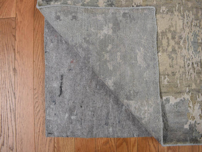 Grey 9'0" x 11'7" Modern / Contemporary Hand knotted Wool/Silk Rug - Sku: O078146
