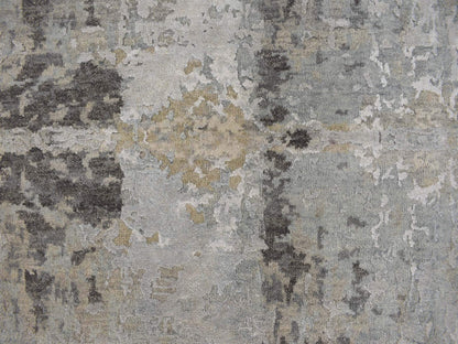 Grey 9'0" x 11'7" Modern / Contemporary Hand knotted Wool/Silk Rug - Sku: O078146