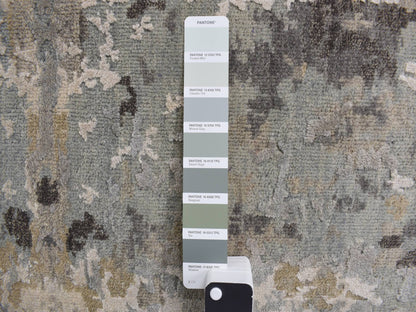 Grey 9'0" x 11'7" Modern / Contemporary Hand knotted Wool/Silk Rug - Sku: O078146