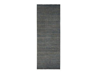 Modern / Contemporary hand-knotted wool runner in Blue, 5'0" x 14'0", SKU O078148