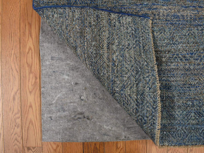 Modern / Contemporary hand-knotted wool runner in Blue, 5'0" x 14'0", SKU O078148