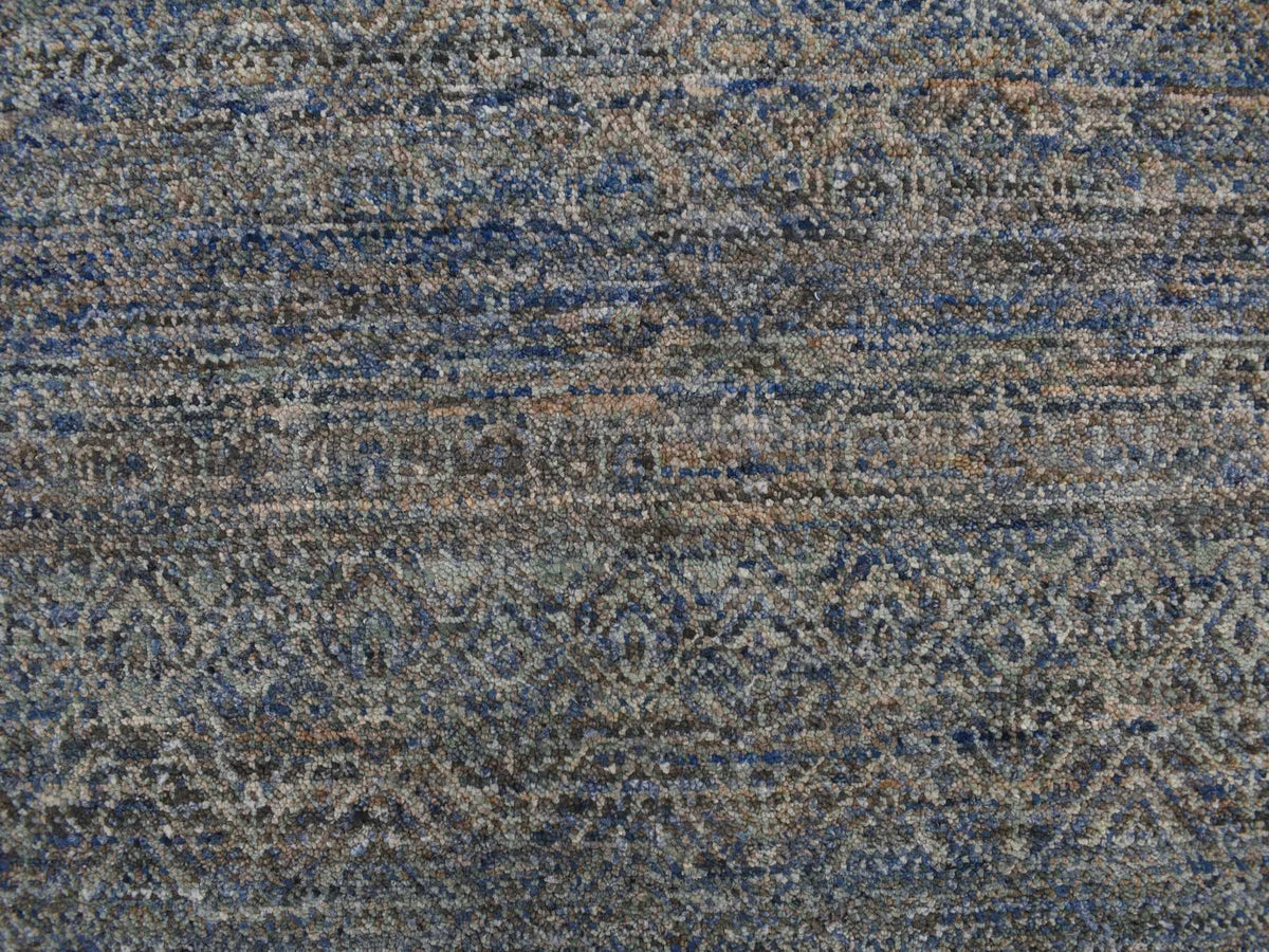 Modern / Contemporary hand-knotted wool runner in Blue, 5'0" x 14'0", SKU O078148