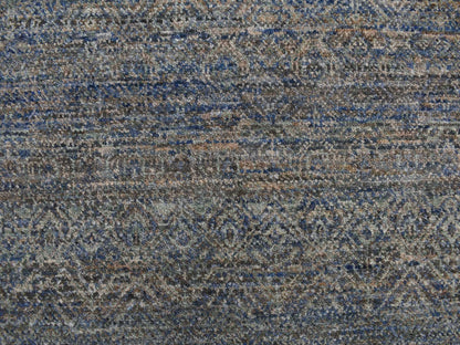 Modern / Contemporary hand-knotted wool runner in Blue, 5'0" x 14'0", SKU O078148