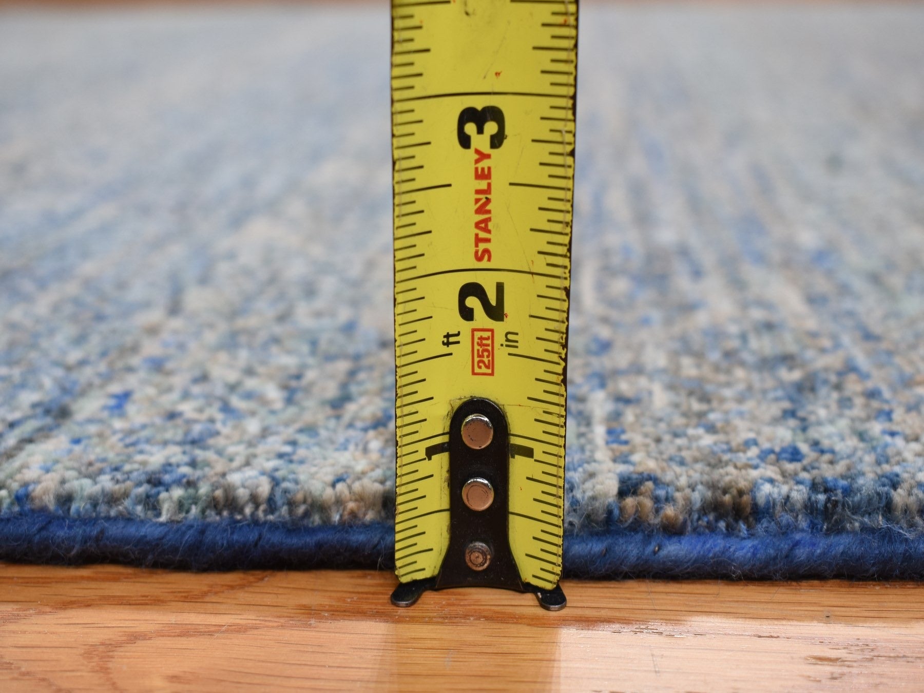Modern / Contemporary hand-knotted wool runner in Blue, 5'0" x 14'0", SKU O078148