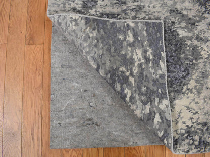 Purple 8'0" x 9'8" Modern / Contemporary Hand knotted Wool/Silk Rug - Sku: O078150
