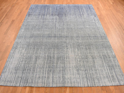 Grey 8'0" x 10'4" Modern / Contemporary Hand knotted Wool/Silk Rug - Sku: O078155