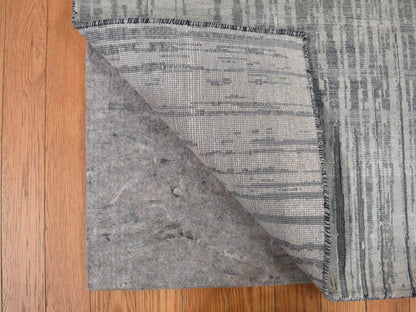 Grey 8'0" x 10'4" Modern / Contemporary Hand knotted Wool/Silk Rug - Sku: O078155