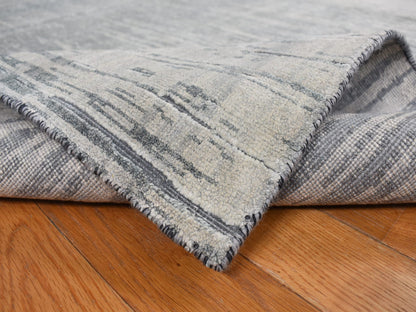 Grey 8'0" x 10'4" Modern / Contemporary Hand knotted Wool/Silk Rug - Sku: O078155