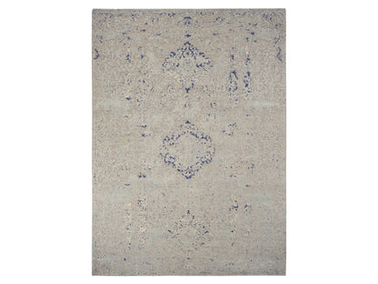 Blue 8'8" x 12'1" Transitional Hand knotted Wool/Silk Rug - Sku: O078158
