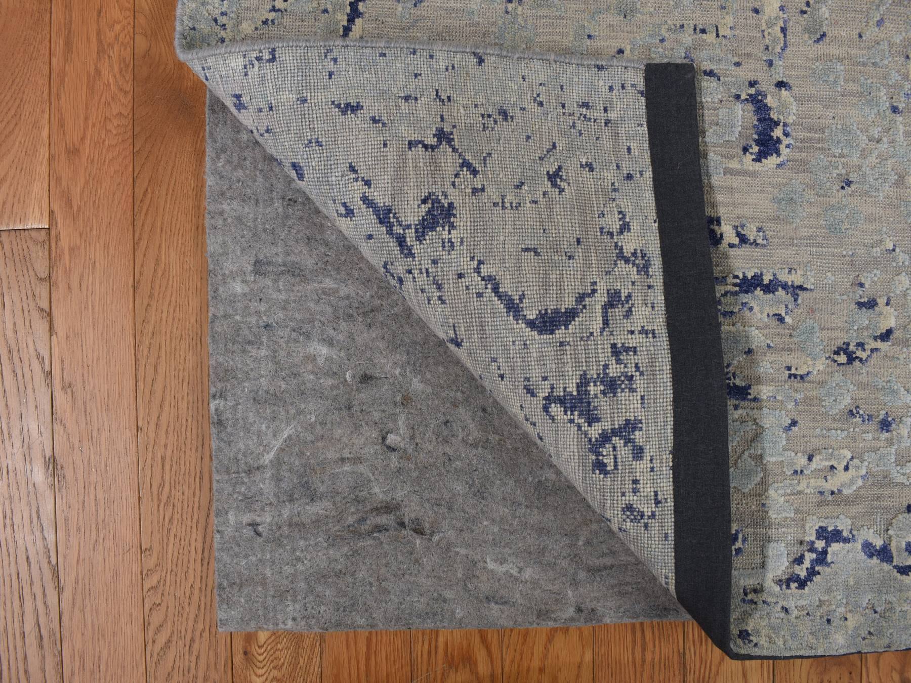 Transitional hand-knotted wool/silk rug in Blue, 8'8" x 12'1", SKU O078158