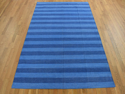 Flatweave / Kilim hand-knotted wool rug in Blue, 6'0" x 9'3", SKU O078160