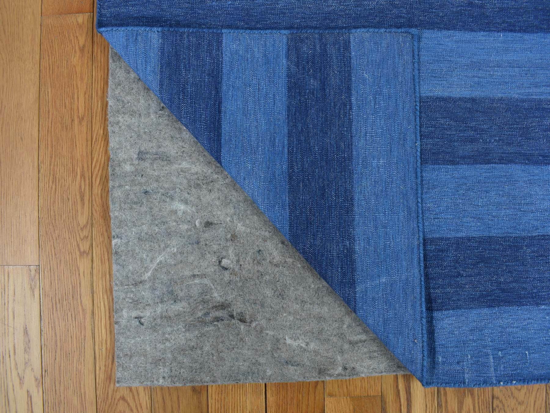 Flatweave / Kilim hand-knotted wool rug in Blue, 6'0" x 9'3", SKU O078160