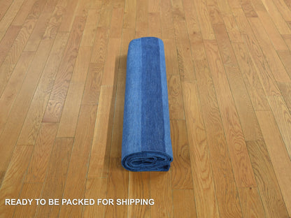 Blue 6'0" x 9'3" Flat Weave Hand woven Wool Rug - Sku: O078160