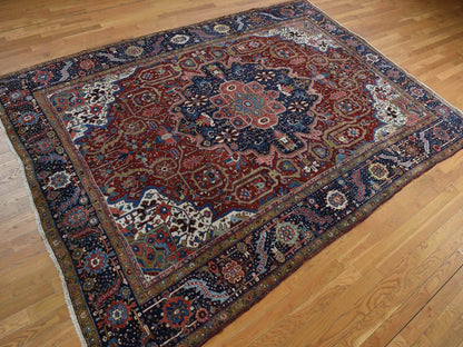 Red 8'3" x 11'9" Antique Hand knotted Wool Rug - Sku: O078162