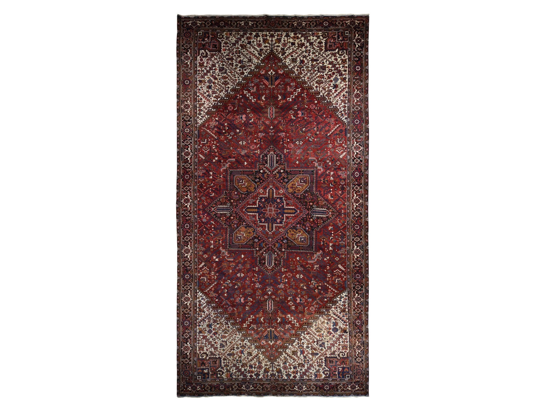 Red 10'9" x 22'5" Heriz Hand knotted Wool Rug - Sku: O078172