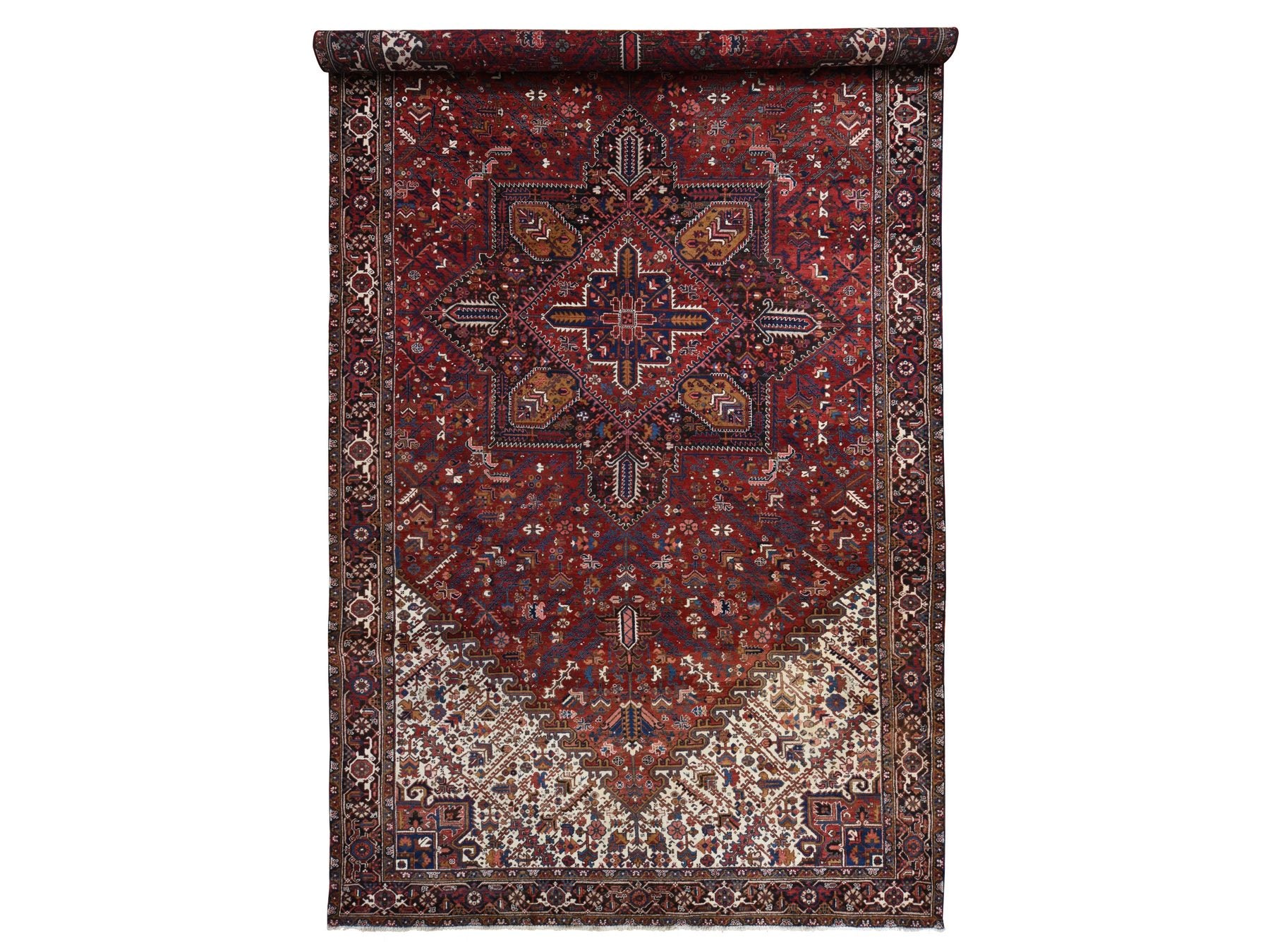 Red 10'9" x 22'5" Heriz Hand knotted Wool Rug - Sku: O078172