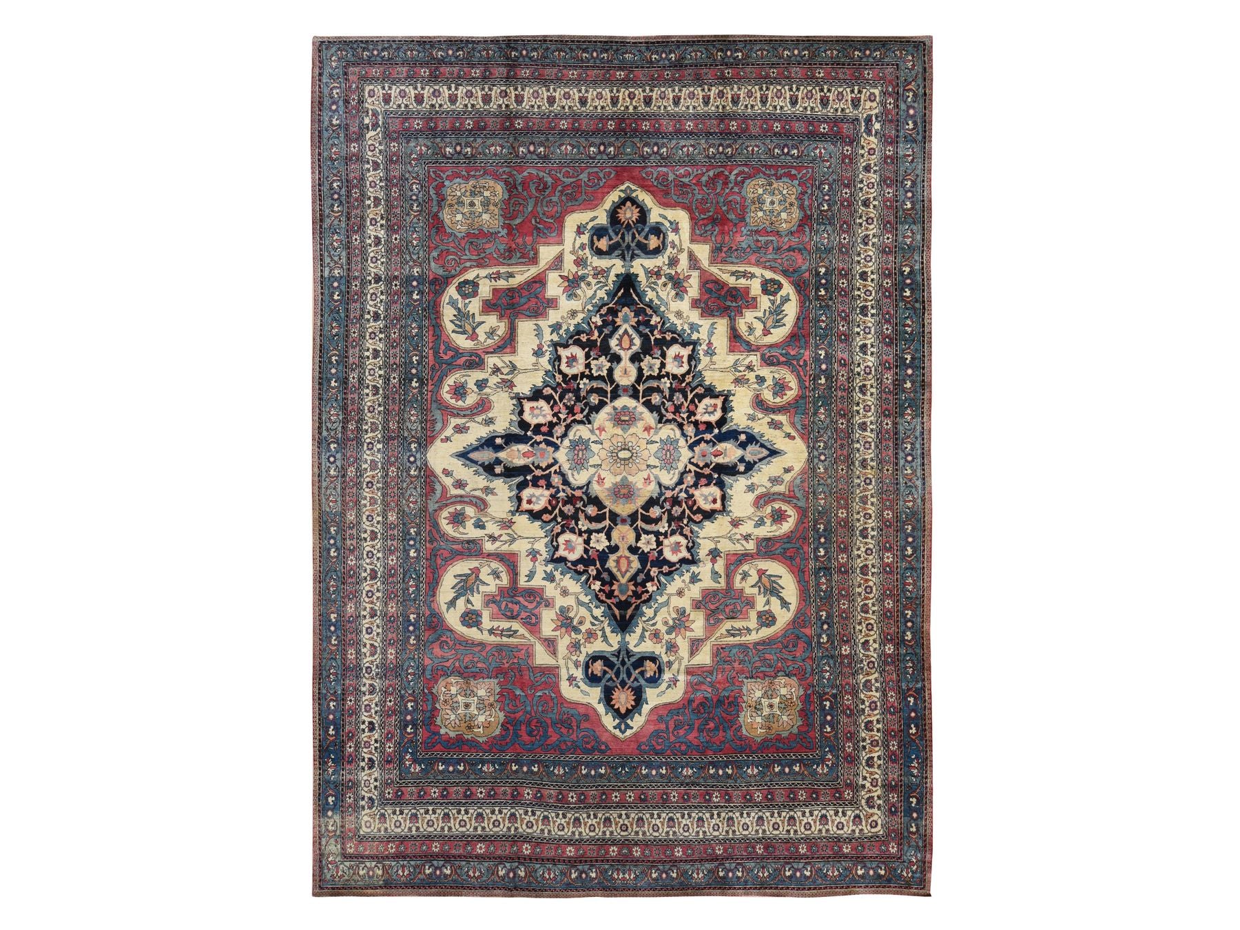 Kerman Antique hand-knotted wool rug in Red, 11'1" x 15'4", SKU O078174