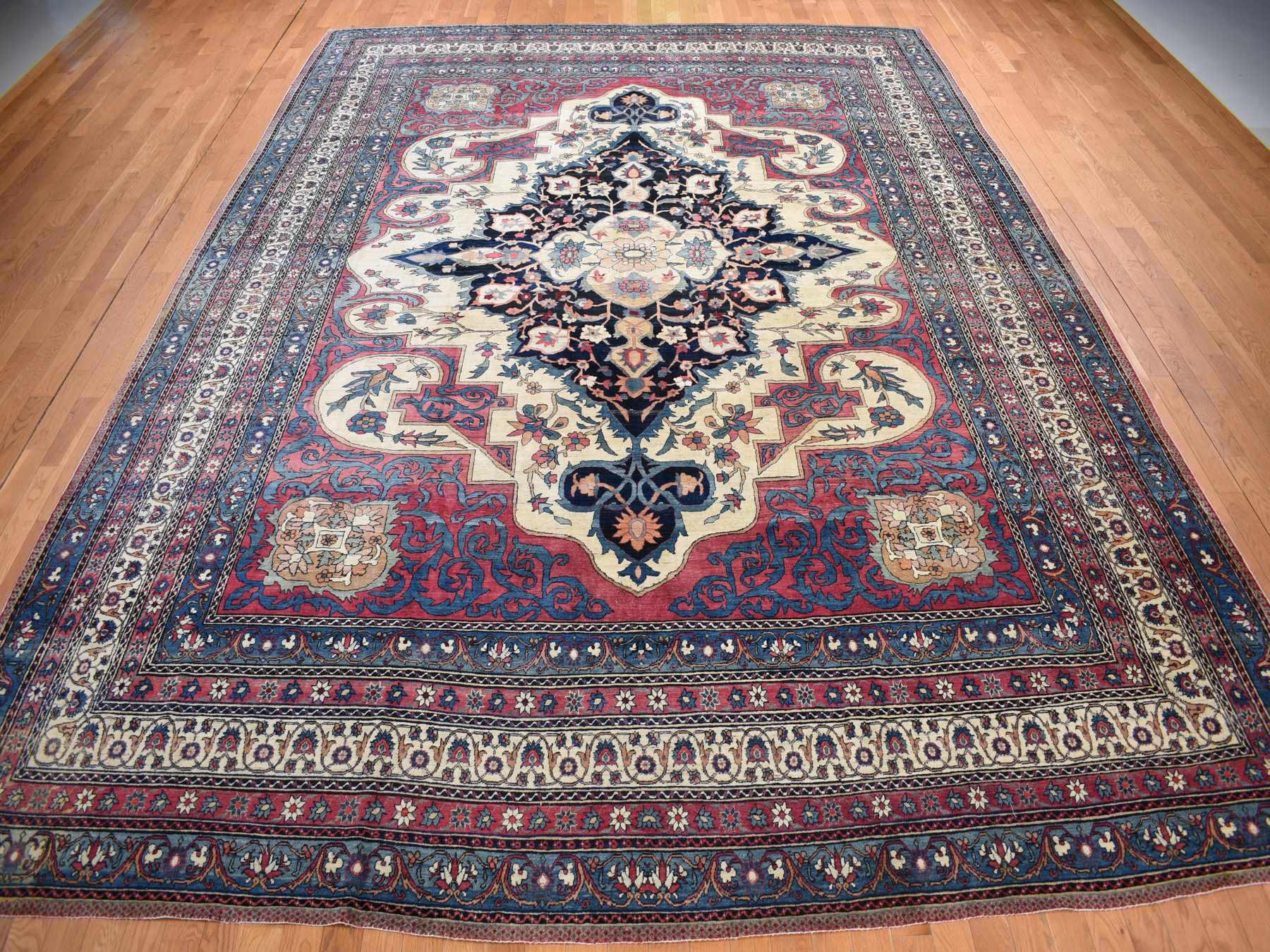 Kerman Antique hand-knotted wool rug in Red, 11'1" x 15'4", SKU O078174