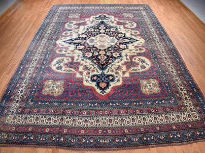 Red 11'1" x 15'4" Antique Hand knotted Wool Rug - Sku: O078174