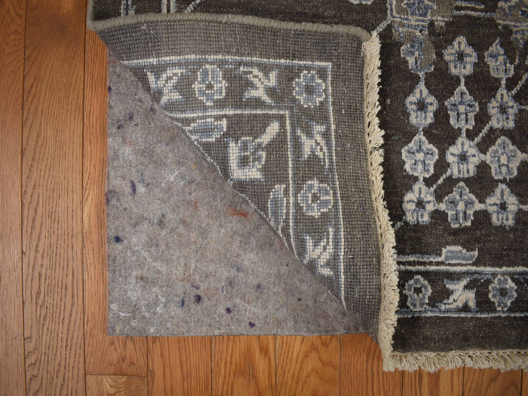Modern / Contemporary hand-knotted wool/silk rug in Brown, 9'1" x 11'10", SKU O078176