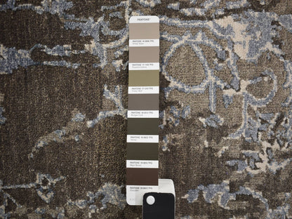 Modern / Contemporary hand-knotted wool/silk rug in Brown, 9'1" x 11'10", SKU O078176