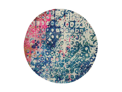 Modern / Contemporary hand-knotted silk rug in Blue, 4'0" x 4'0", SKU O078182