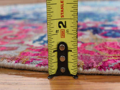 Modern / Contemporary hand-knotted silk rug in Blue, 4'0" x 4'0", SKU O078182